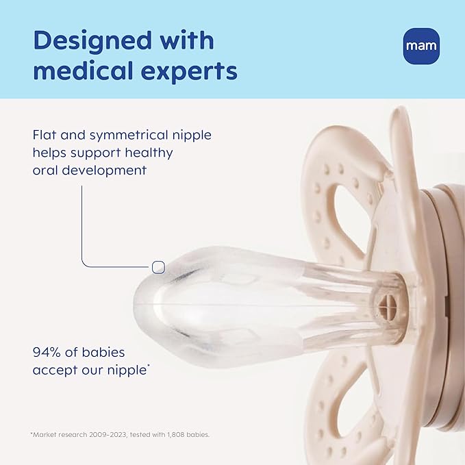 MAM Original Start Matte Baby Pacifiers 0-3 Months, BPA-Free Skin Soft Silicone Nipple, Developed with Medical Experts Specially for Smaller Newborn Mouths, Easy to Clean, 2 Pk with Sterilizer Case