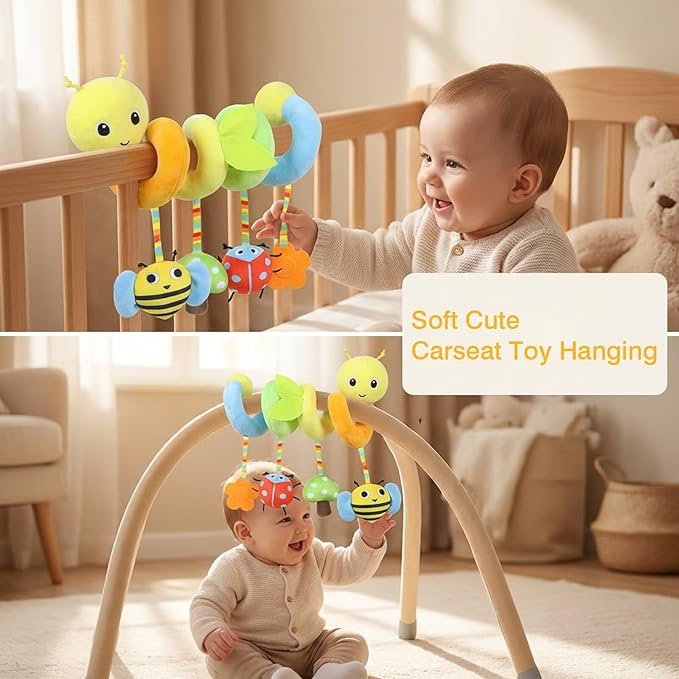 Multi-Use Baby Spiral Activity Toy – Spiral carseat Toy for Car Seat, Stroller,Play Gym, Keeps Baby Quiet, Easy Travel Solution