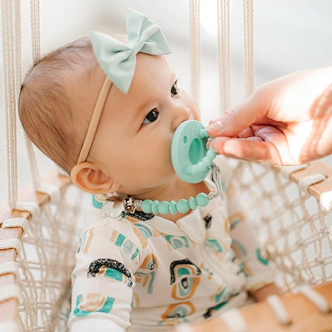 Ryan & Rose Cutie PAT Pacifier Teether 10 Pack Assorted Colors (Collins (Girl), Flat)