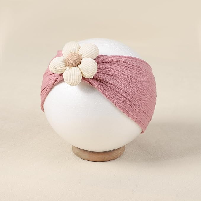 Baby-Girls Floral-Bows-Headband Baby-Turban-Knotted-Elastic-Soft-Headwrap for Newborn-Infant-Toddler Hair-Accessories