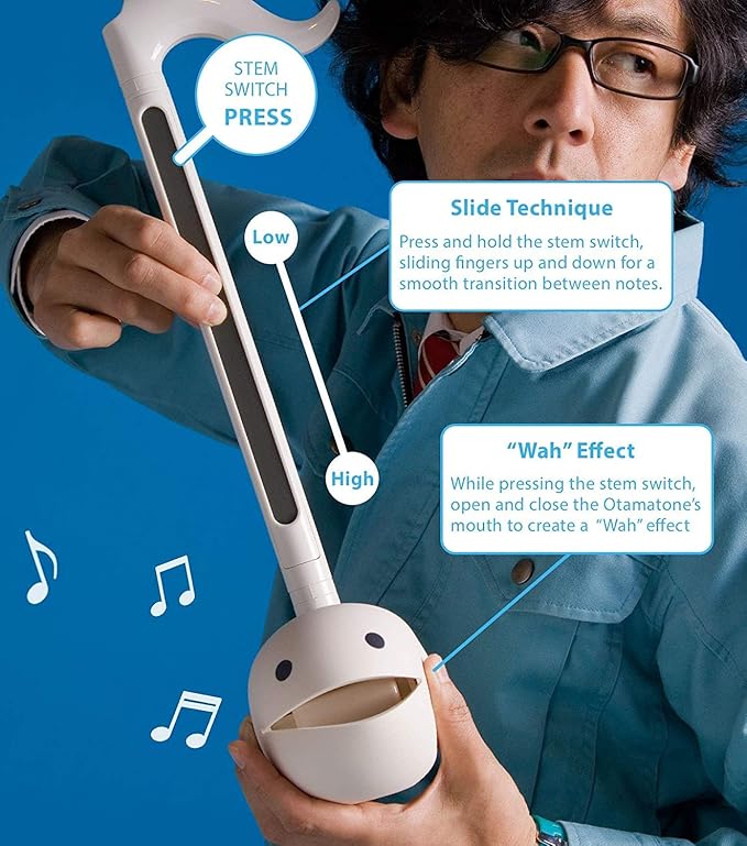 Otamatone Blue + White Electronic Musical Instrument Portable Synthesizer Collector's Set Deluxe + Regular 2 Pc Set