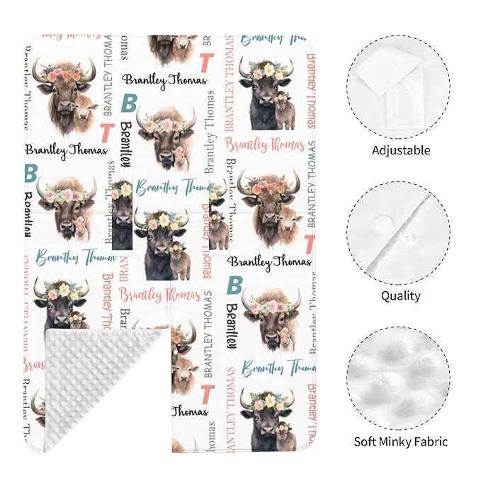 Custom Baby Car Seat Canopy Personalized Car Seat Covers with Name for Baby Boys Girls Customized Buffalo Nursing Breastfeeding Cover Infant Carseat Canopies Newborn Minky Baby Blanket