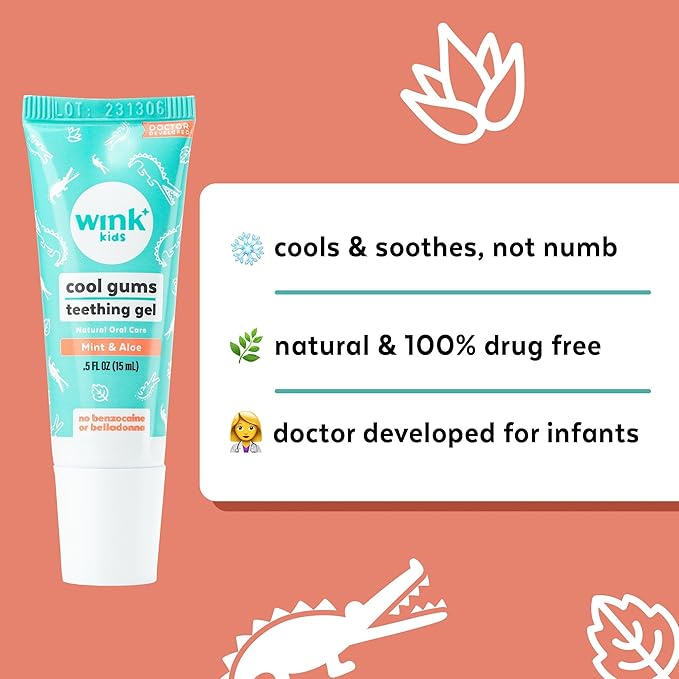 Wink Well - Baby Teething Relief for Infants and Kids, Cooling, Soothing Natural Gel for Sore Gums and Other Teething Discomfort (4 Pack, 15 ml Each)