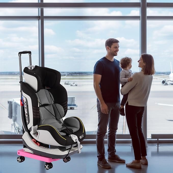 Car Seat Dolly for Airport Folding Car Seat Travel Cart for Airplane - Car Seat Roller with Wheel Cart Carrier with Straps Foldable Luggage Trolley Folding Hand Truck Dolly for Moving