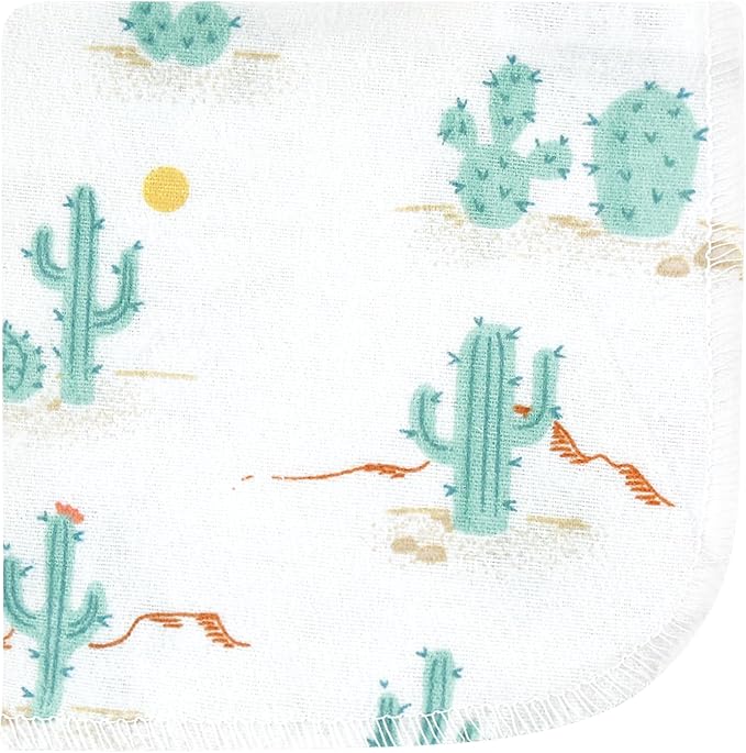 Hudson Baby Unisex Baby Flannel Cotton Washcloths, Desert Cactus 12 Pack, One Size