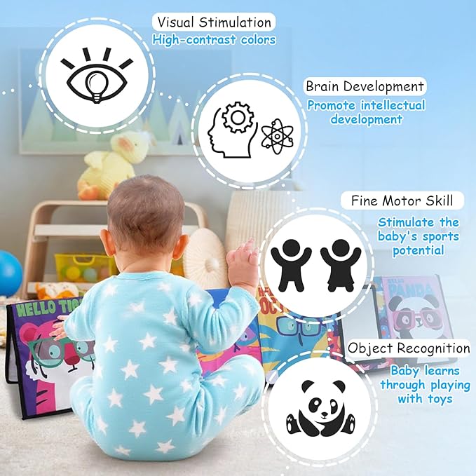 Baby Mirror Tummy Time Toy,High Contrast Baby Toys for Newborn,Extra-Large & Multi-Use Design Indestructible Baby Book Perfect 0-6-12 Months Infant Sensory Toys Gift