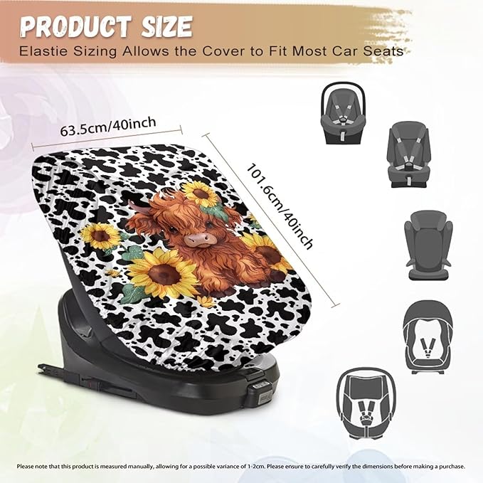 XYZCANDO Yak Print Baby Seat Covers for Car Seats Modern Car Seat Sun Cover for Baby Waterproof Car Seats Heat Protector Keeps Your Toddler Baby Seat at a Cool Temperature Gift for Her