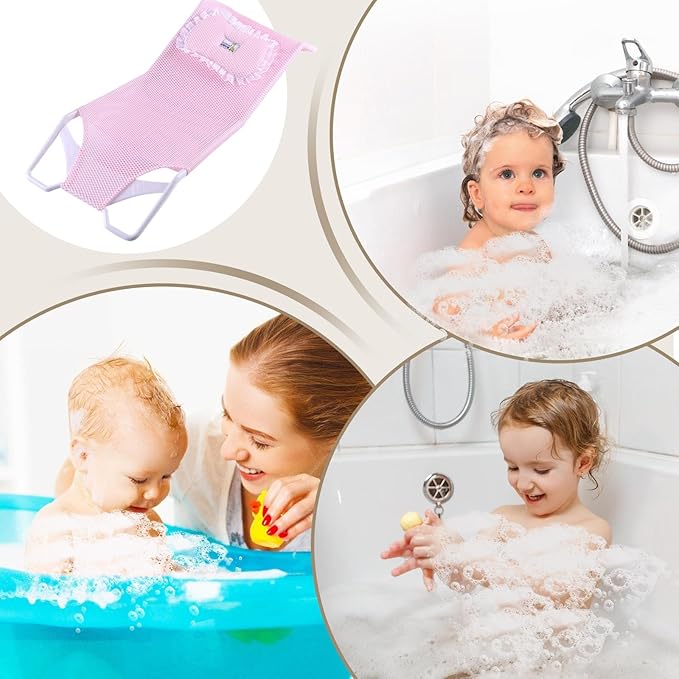 Bathroom Shower Support Seat Pad 58x28x4.2 Cm Baby Bath Support Net PP and Mesh Adjustable Antiskid Bathing Net Cushion Comfortable Soft Cushion for 0-6 Months Old Toddler Girls