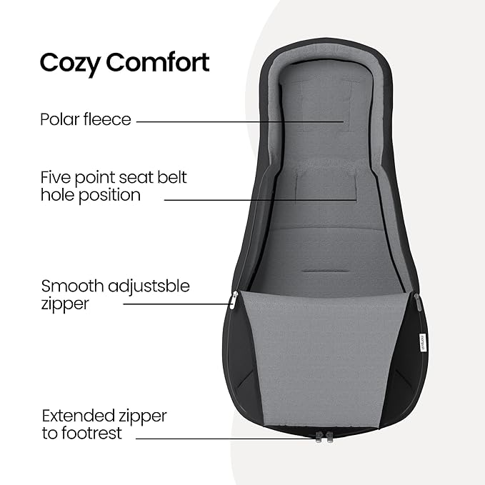 Mompush Stroller Footmuff & Cover for Winter | All-Season Universal Bunting Bag for Baby, Weatherproof with Fleece Lining & Smart Shoe Shield