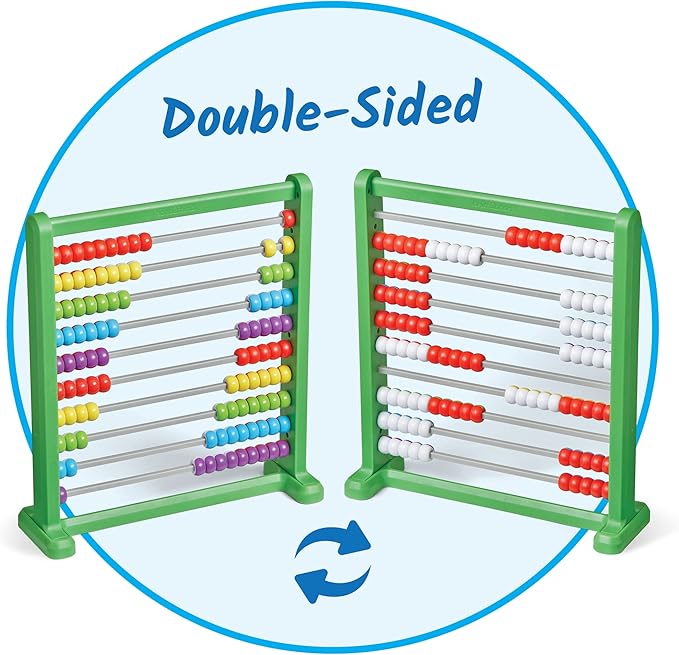 Hand2Mind Double Sided Plastic 100 Bead Abacus, Abacus for Kids Math, Kindergarten Math Manipulatives, Counting Rack, Educational Toys for Elementary Kids (Set of 1)