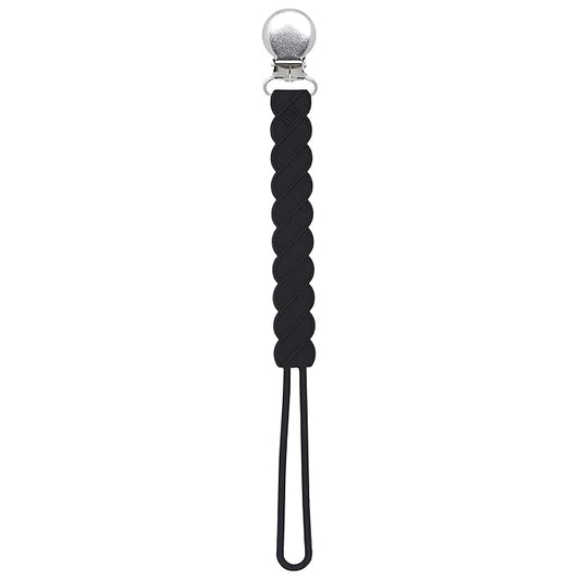 Three Little Tots All Silicone Modern, Short and Safety Tested Pacifier Clip (Black, Twist)