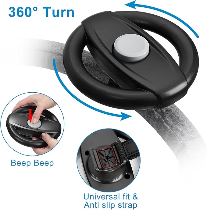 Accmor Stroller Steering Wheel Toy, Simulated Steering Wheel for Stroller Shopping Carts Cart Universal Detachable Pretend Driving Funny Toy Attachment