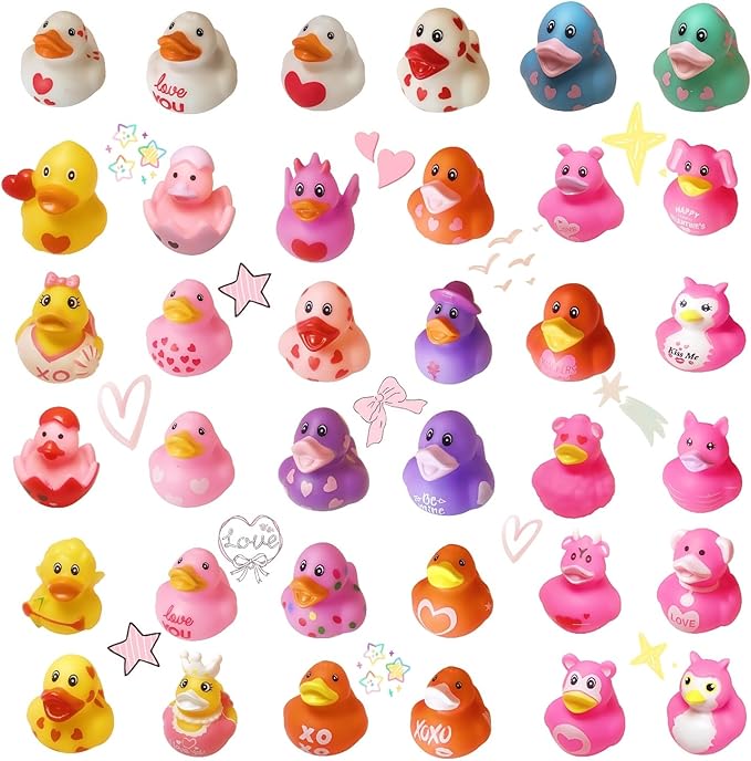 36PCS Rubber Ducks in Bulk, Assorted 2" Bright Duckies | Kids Party Favors, Birthday Gifts Party Favors, Gift Exchange, Cruise Ducks,Bath Toys