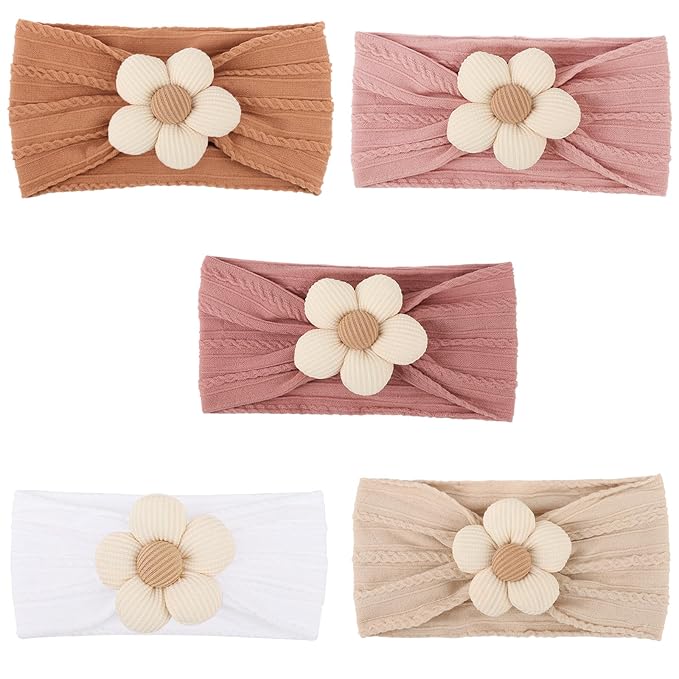 DRESHOW BQUBO Baby Nylon Headbands Flower Hairbands Soft Headband for Baby Girls Newborn Infant Toddlers Hair Accessories