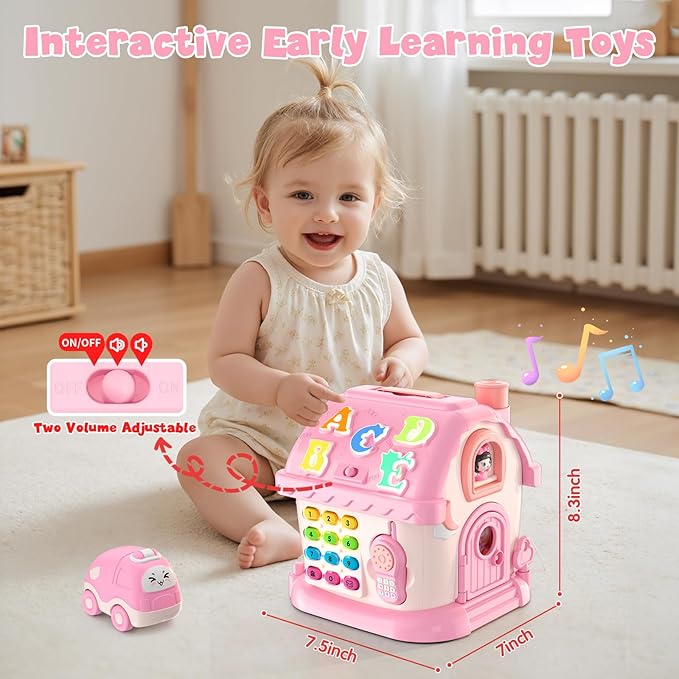 HYES Toys for 1 Year Old Girl Gifts, Musical House Learning Toddler Toys with Story, Letter, Games 1st First Birthday Gifts for Girls 6-12 12-18 Months
