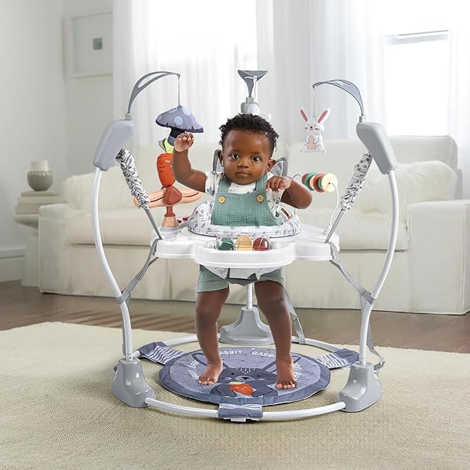 Baby Activity Center, Baby Jumper Activity Center with Music, Interactive Toys, 360° Rotating Seat, 3 Adjustable Heights, Infant Activity Jumper for 6+ Months (Rabbit)
