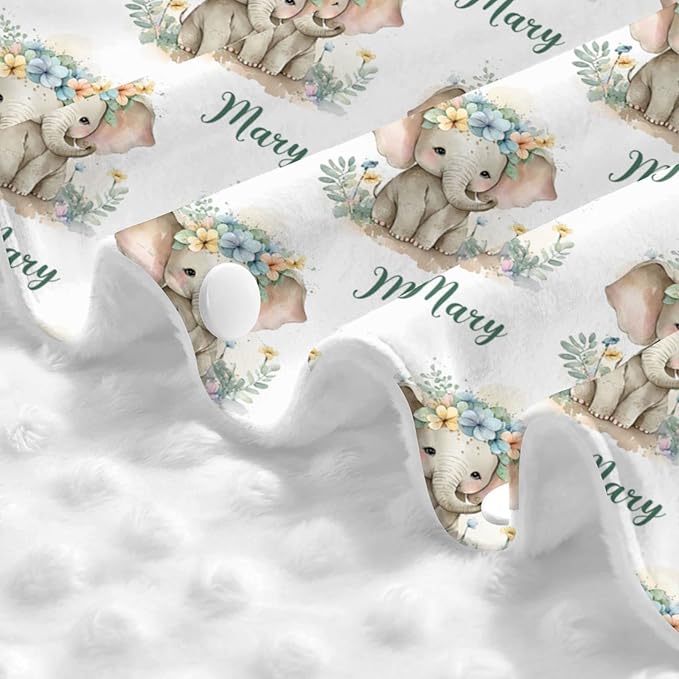 Personalized Baby Car Seat Canopy for Babies with Name, Custom Car Seat Covers for Boys Girls, Infant Opening Minky Nursing Breastfeeding Stroller Cover Carseat Canopies for Newborn (Floral Elephant)