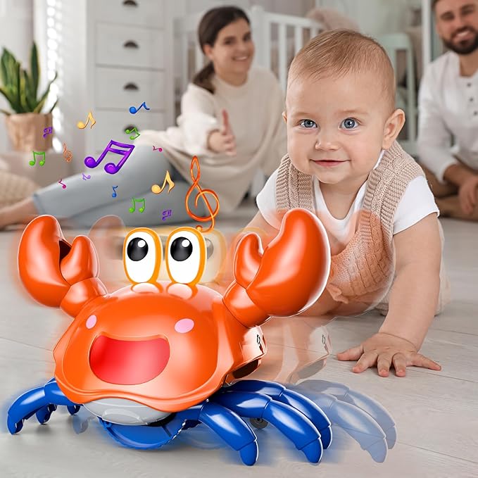 Beby Buty Crawling Crab Baby Toy, Infant Tummy Time Walking Dancing Moving Crab Toys for Babies, Toddler Birthday Gifts