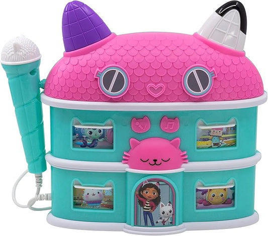 Gabbys Dollhouse Karaoke Microphone with Boombox for Fans of Toddler Toys, Kids Karaoke Machine with Built in Music (Gabbys Dollhouse)