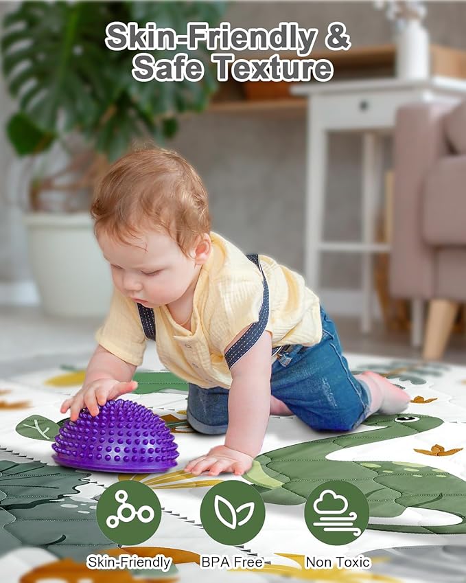 TINYHARBO Premium Foam Baby Play Mat 74x50 – Removable & Machine Washable Cover, Extra Thick Padding Playpen Mat, Non-Slip Crawling Mat, Easy to Clean for Infants, Toddlers & Babies