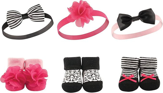 Hudson Baby Girl's Headband and Socks Giftset