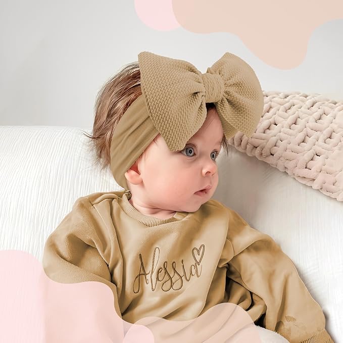 YanJie 6'' 4Pcs Baby Girl Headbands Hair Bows for Newborn Handmade Headbands with Bow Head Wraps for Infant Baby Toddler Girls Black White Pink