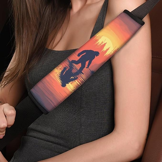 AFPANQZ Bigfoot Print Car Seat Belt Pads Cover Seatbelt Shoulder Strap Cushion Harnss Pads Comfortable Driving Universal Fit Truck Vans Sedans SUVs