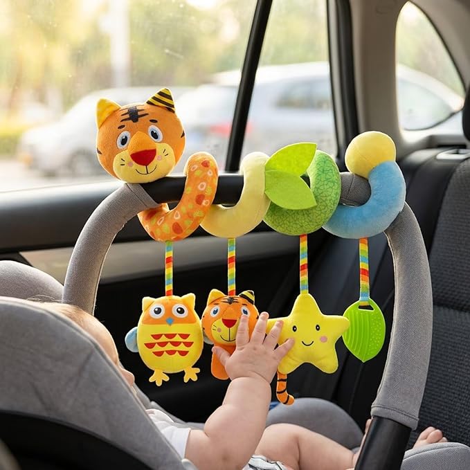 Multi-Use Baby Spiral Activity Toy – Spiral carseat Toy for Car Seat, Stroller,Play Gym, Keeps Baby Quiet, Easy Travel Solution