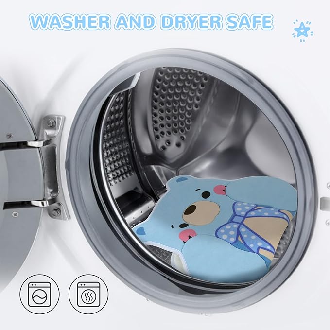Original Bear Baby Bath Pad - Machine Washable Bear Seat Cushion for Infants 0-6 Months+, Anti-Slip Tub & Sink Pad, BPA-Free Blue Bath Essential
