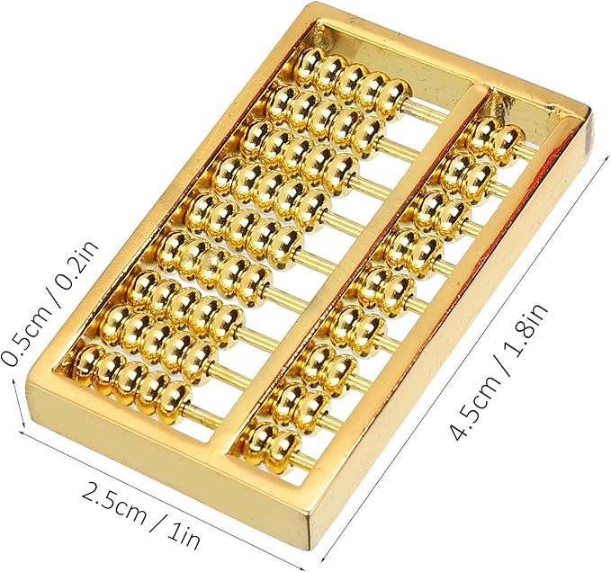 Tyenaza Abacus Model, Mini Brass Abacus, 9 Gears Chinese Math Calculating Tool for Kids Adult Collection 1.5in, For Living Room Bedroom Office