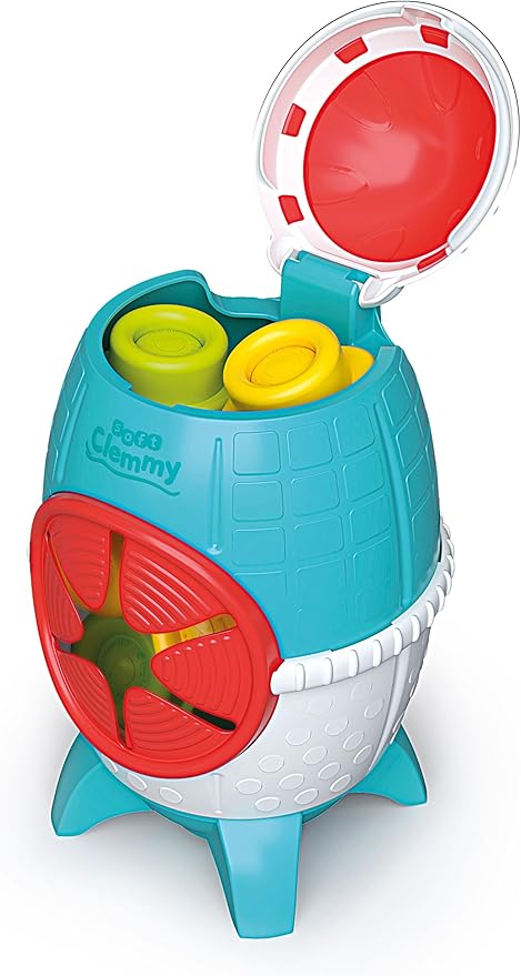 Clementoni- Sensory Rocket: Soft Building Blocks for Babies, Stacking Toy with Cute Astronaut Figure, Early Development & Activity Toy (6+ Months)