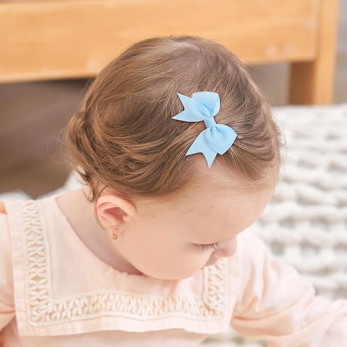 yoyokid 20PCS 2 Inch Baby Hair Bows for Girls, Mini Grosgrain Ribbon Alligator Clips for Infants Toddlers in Pairs, 10 Colors B