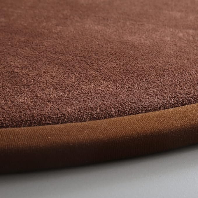 Loartee Thick Kids Round Rug - Coral Velvet Area Rugs, Memory Foam Circular Carpet for Nursery Playroom Home Decor Dormitory, Diameter 71 inch, Coffee
