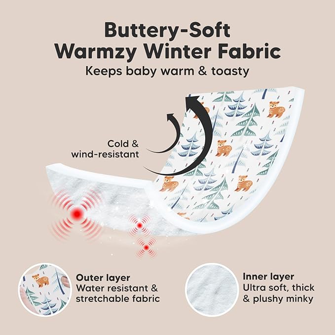 KeaBabies Winter Car Seat Cover Baby, Newborn - Universal Fit Infant Carseat Covers Baby Girl, Boy, Breathable, Lightweight Blanket, Easy to Use Stroller Canopy, Rain, Wind, Sun Shade (Wintry)