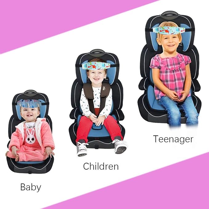 ZYNQACC 2PCS Baby Car Seat Head Support,Toddler Safety Car Seat Sleep Nap Aid Positioner Strap Belt Neck Protection Belt for Children and Kids(Pink, Blue) (Green)