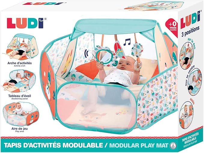 Ludi From Birth Modular - 3 Activity Positions, Play Mat and Play Area-Development of Motor Skills - From 0 Months, 20011, 1 Unit (Pack of 1)