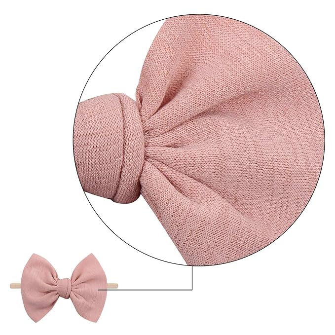 YanJie Girls Fall Outfits Baby Girls Nylon Headbands Newborn Bows Handmade Hair Bows Hairbands Hair Accessories for Newborn Infant Toddlers Kids(Red Pink Brown)