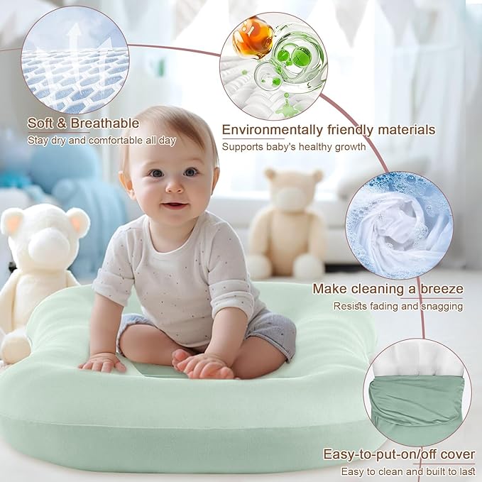 Baby Lounger, Infant Lounger, Baby Lounger for Newborn, Soft Breathable Newborn Lounger for Play & Activity (Pink, 29.5x19.3in)