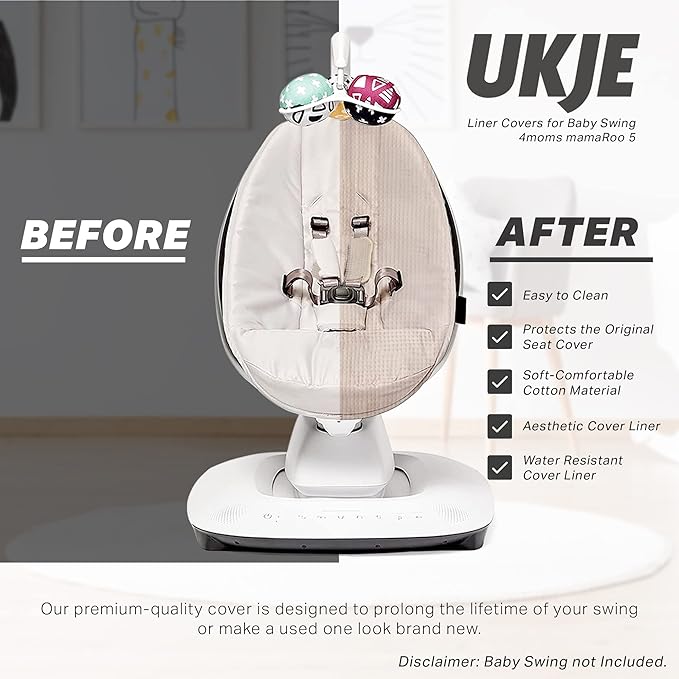 UKJE Protective Swing Cover Compatible with 4moms or MamaRoo 5, Multi-Motion Baby Swing, Baby Swing Liners, Baby Rocker Cover, Easy to Install, Easy to Wash, Handmade in Europe, Taupe