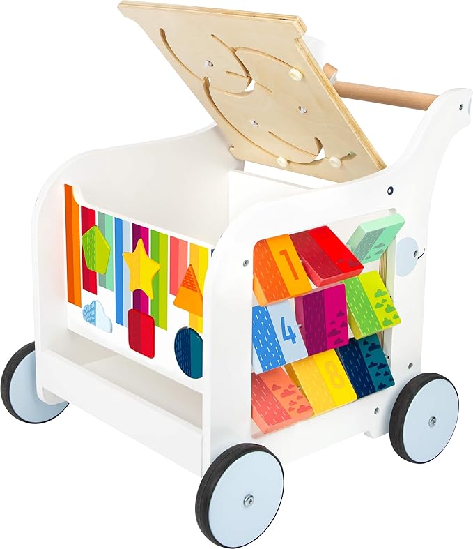 Small Foot Wooden Toys Premium Sweet Elephant Baby Walker & 5-in-1 Activity Center Designed for Toddlers 12+ Months