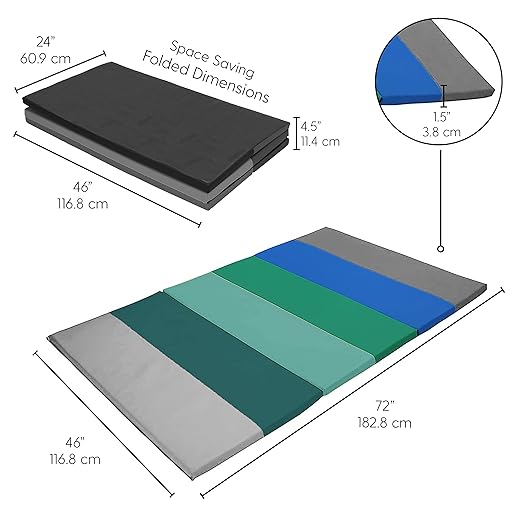 FDP SoftScape Space Saver Foldable Children's Play Mat - Soft, Sturdy 1.5 inch Thick Foam, 3-Fold Floor Mat Indoor Active Play, Tummy Time, Stretching for Kids - Contemporary, 13231-CT