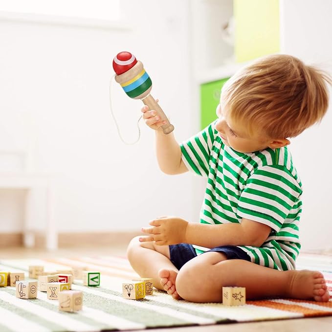 4 Pieces Wood Catch Ball, Cup and Ball Game, Cup Catch Ball Toys, Mini Wooden Catch Ball Hand Eye Coordination Educational Toys, White and Red