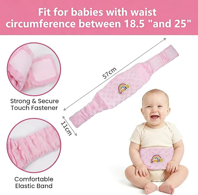 Colic and Gas Relief for Newborns and Infants, Flaxseed Heated Tummy Wrap, Microwaveable Baby Swaddling Belt with Warmth, Natural Relief for Upset Stomach in Babies and Toddlers(Pink)
