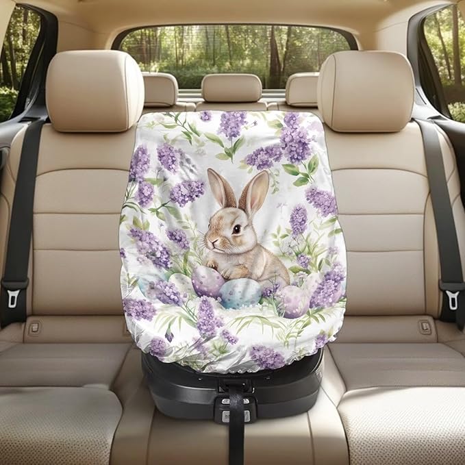 XYZCANDO Rabbits Print Cooling Car Seat Cover for Baby Cartoon Car Seat Covers for Babies Boy Foldable Baby Car Seat Shade Cover Breathable Car Seat Sun Cover Gift for Newborn