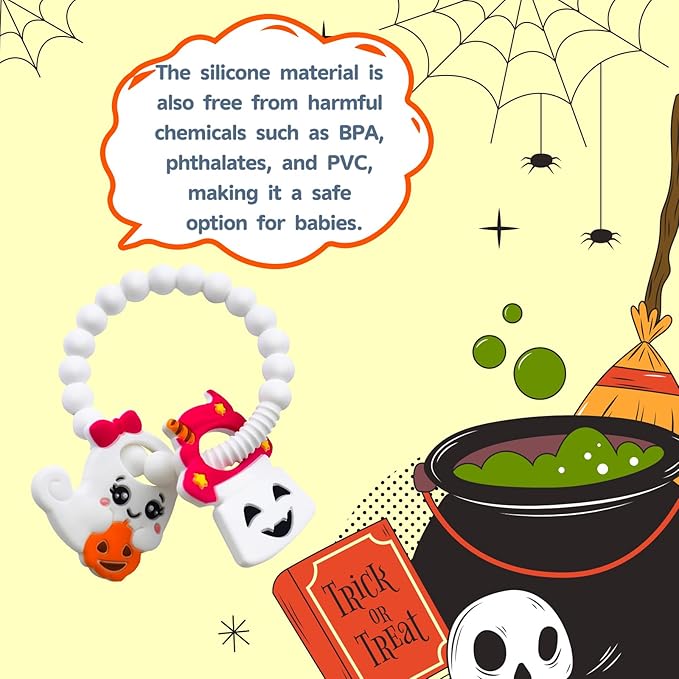 My First Halloween Baby Teething Toy and Llama Silicone Baby Teether Set- Spooky Toddler Teethers, Pumpkin Rattle, Ghost Teether(2 Pieces)