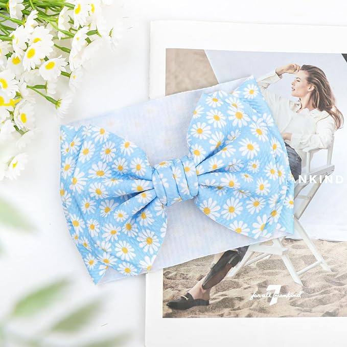 Daisy Baby Bow for Girls Blue Headbands for Baby Girl Hair Bow Accessories Summer Outfits for Infants Toddlers Hair Accessory