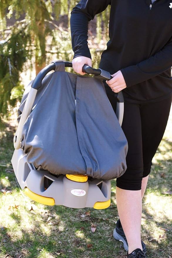 Elisabeth Nielsen Baby Car Seat Canopy Cover with Peek-a-Boo Opening | Universal Fit for Boys & Girls | Lightweight, Breathable, Gray Cotton | Bonus Burp Cloths