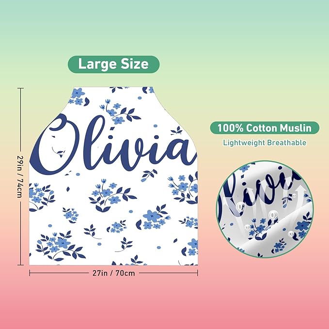 Personalised Car Seat Cover for Babies - Multi-use Carseat Canopy Cover with Name, Blue Theme Car Seat Covers, Christmas Birthday Gifts for Infant Boys and Girls