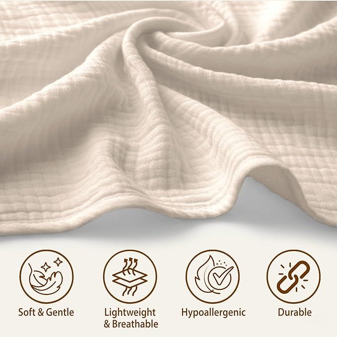 100% Organic Muslin Cotton Car Seat Cover 35 x 50 Inches Soft Touch Breathable Canopy, Protective Car Seat Cover Baby All Seasons Lightweight Car Seat Cover Travel Comfort (Ivory)