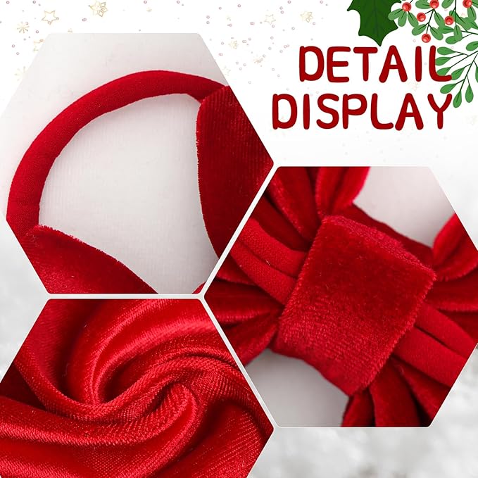 Christmas Velvet Baby Girls Bows Elastic Nylon Headbands Red Green Handmade Christmas Newborn Bows Hairbands Infants Toddlers Hair Accessories